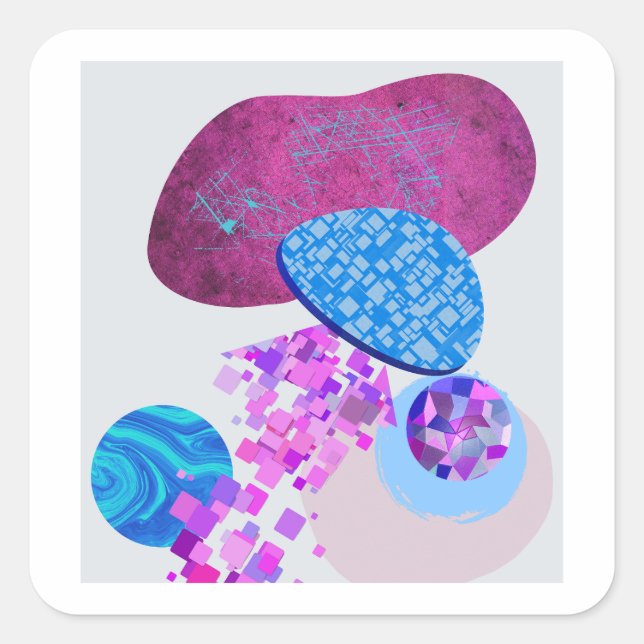 Sticker Carré Les Formes Modernes Purple Et Cyan (Devant)