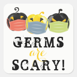 Sticker Carré Les germes d'Halloween font peur Sanitizer d'Hallo
