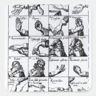 Sticker Carré Les gestes pour miming John Bulwer 'Chrilogia