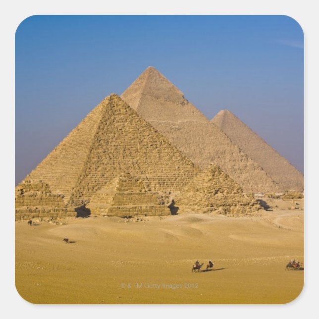 Sticker Carré Les grandes pyramides de Gizeh, Egypte (Devant)
