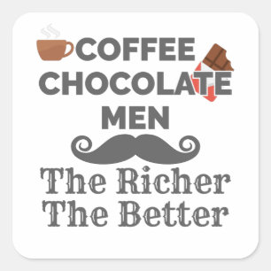 Sticker Carré Les hommes au chocolat de l'amour du café Les plus