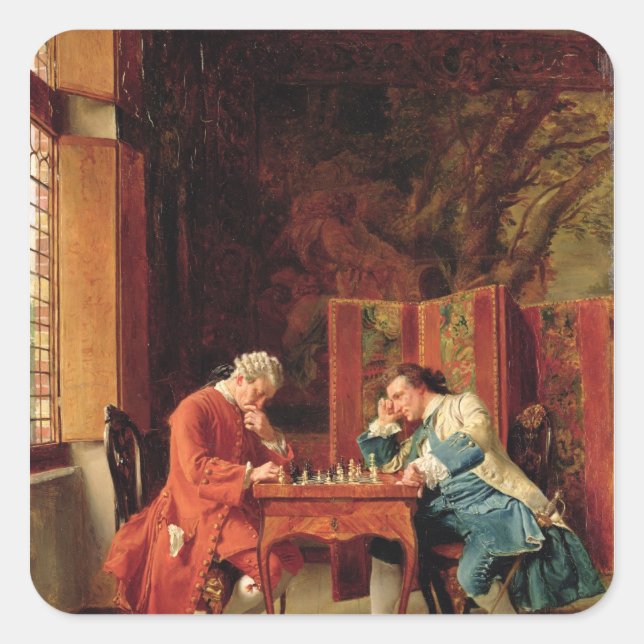 Sticker Carré Les joueurs d'échecs, 1856 (Devant)