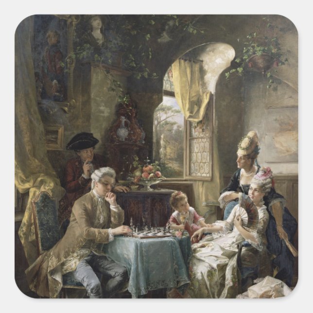 Sticker Carré Les joueurs d'échecs, 1887 2 (Devant)