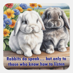 Sticker Carré Les Lapins Parlent Le Lapin Accumulé Lop