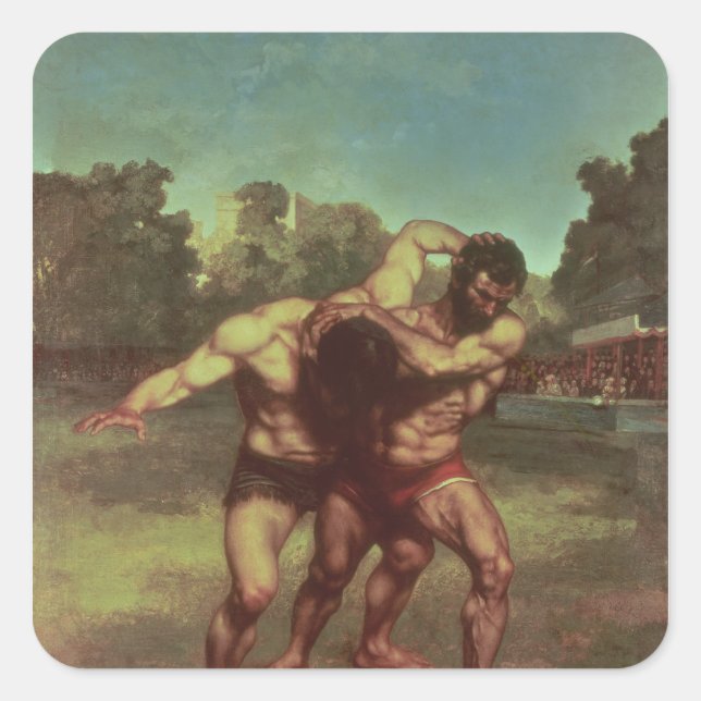 Sticker Carré Les lutteurs, 1853 (Devant)