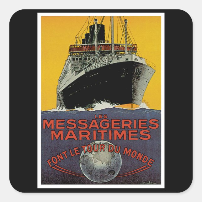 Sticker Carré Les Messageries Maritimes (Devant)