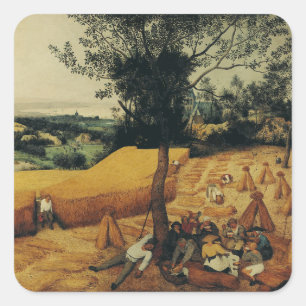 Sticker Carré Les Moissonneurs par Pieter Brueghel l'Ancien