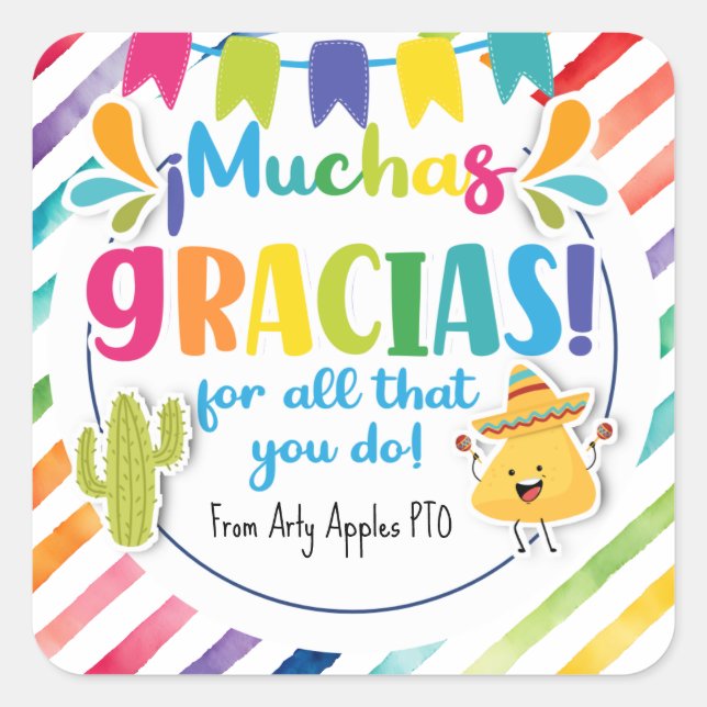 Sticker Carré Les muchas mexicains gracias pour ce que vous fait (Devant)