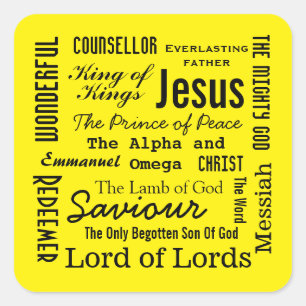 Sticker Carré Les noms de Jésus Jaune