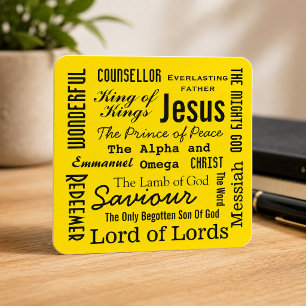 Sticker Carré Les noms de Jésus Jaune