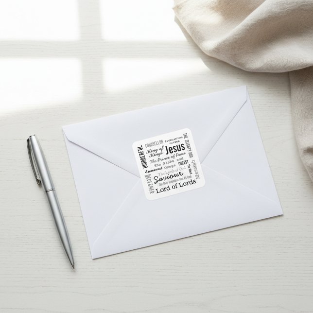 Sticker Carré Les noms de Jésus Texte du script (Créateur téléchargé)