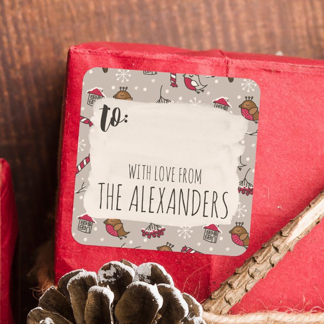 Sticker Carré Les Oiseaux De Noël 'Accueil Pour Les Vacances' À  (Créateur téléchargé)