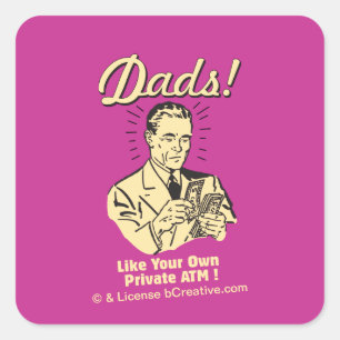 Sticker Carré Les papas : Comme son propre distributeur de bille