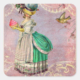 Sticker Carré Les Petits Gateaux Marie Antoinette Cupcake