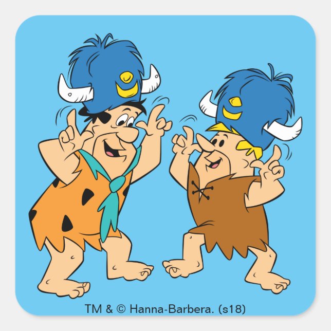 Sticker Carré Les Pierrafeu | Buffles d'eau Fred & Barney (Devant)