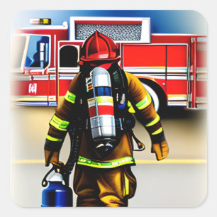 Sticker Carré Les pompiers ont généré de l'art