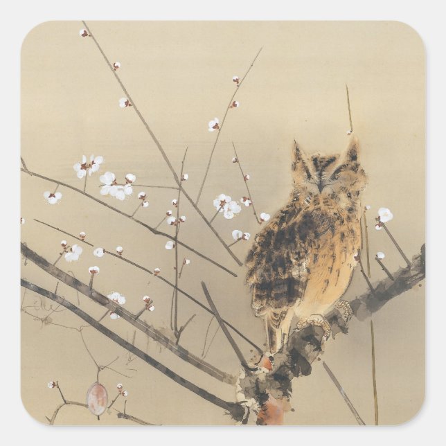 Sticker Carré Les premières fleurs de prune par Nishimura Goun,  (Devant)