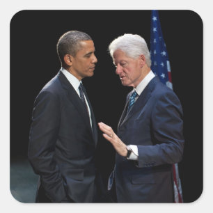 Sticker Carré Les présidents Barack Obama et Bill Clinton