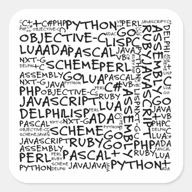 Sticker Carré Les Programmeurs Ont Plusieurs Compétences En Prog (Devant)