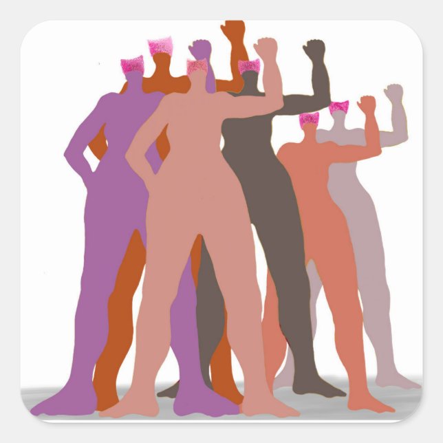 Sticker Carré "Les Pussyhats se tiennent ensemble" (Devant)