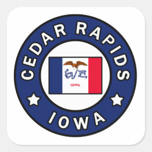 Sticker Carré Les rapides de cèdre Iowa