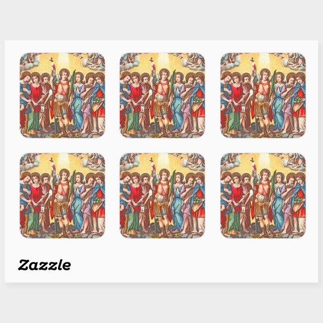 Sticker Carré Les Sept Archanges (CP 001; Chromolithographe) (Feuille)