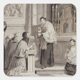 Sticker Carré Les sept sacrements : Communion, 1779 (stylo, brun