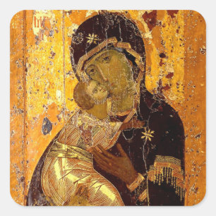 Sticker Carré Les Theotokos de Vladimir Icône chrétienne orthodo