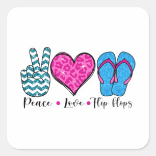 Sticker Carré Les tongs de Peace Love Cool T Shirt