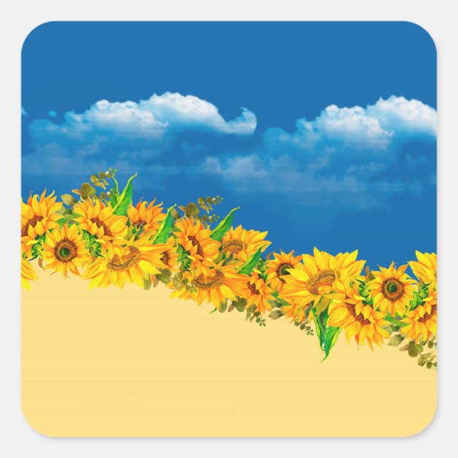 Sticker Carré Les tournesols ukrainiens pour la paix mondiale (Devant)