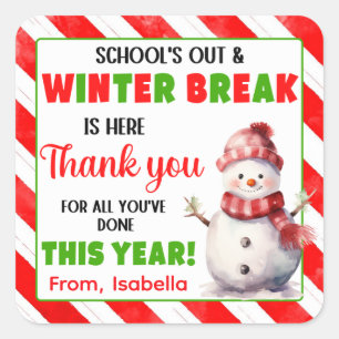 Sticker Carré Les vacances d'hiver à l'école sont ici Noël