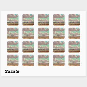 Sticker Carré Les vastes terres de Navajo par Maynard Dixon