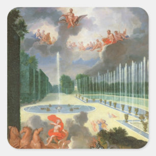 Sticker Carré Les vergers de Versailles. Vue de piscine de