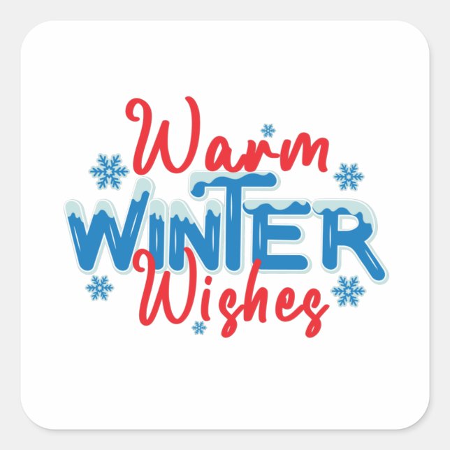 Sticker Carré Les voeux d'hiver chauds (Devant)