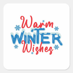 Sticker Carré Les voeux d'hiver chauds