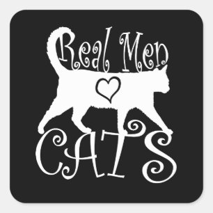 Sticker Carré Les vrais hommes aiment les chats Jazzy Style