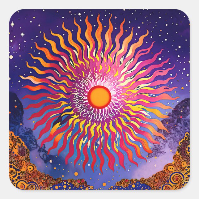 Sticker Carré "Les Whispers solaires dans le ciel" Le soleil (Devant)