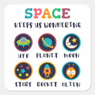 Sticker Carré L'espace nous fait nous poser des questions