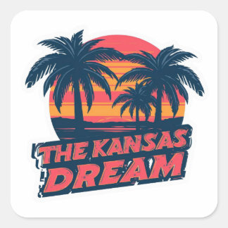 Sticker Carré L'été américain rétro du rêve du Kansas