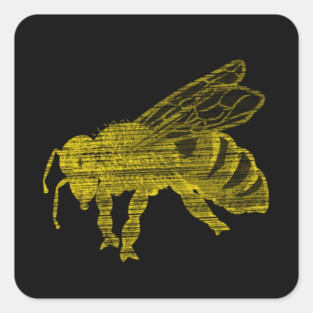 Sticker Carré Letterpress Bee (Devant)