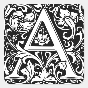 Sticker Carré Lettre A Monogramme Médiéval Art Nouveau