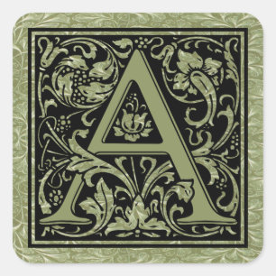 Sticker Carré Lettre A Première Lettre Monogramme