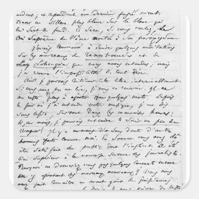 Sticker Carré Lettre à Richard Wagner 17 février 1860 (Devant)