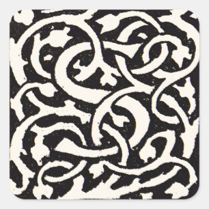 Sticker Carré Lettre Art Nouveau Monogramme S Vintage