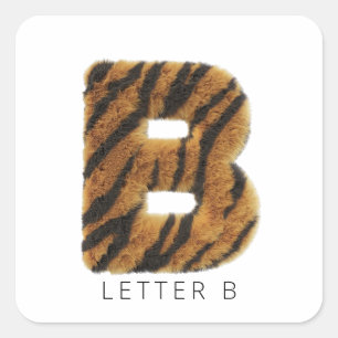 Sticker Carré Lettre B fourrure de tigre