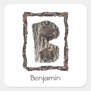 Sticker Carré Lettre B Monogram Nature Boys