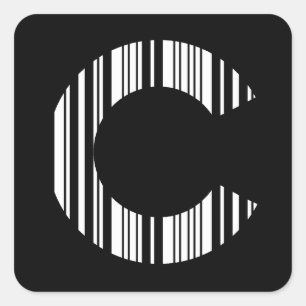 Sticker Carré LETTRE C CODE BARRE Premier Motif de code barre in
