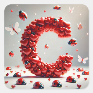 Sticker Carré Lettre C Creative Heart Cluster