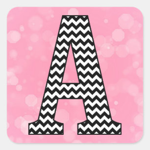 Sticker Carré Lettre Chevron A sur Bubblegum rose