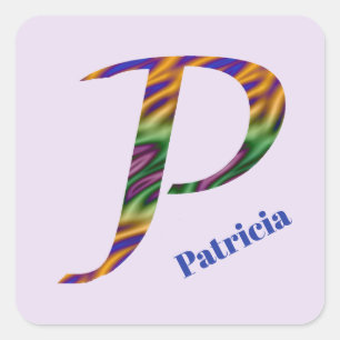 Sticker Carré Lettre colorée Cravate-teint P Monogramme initial